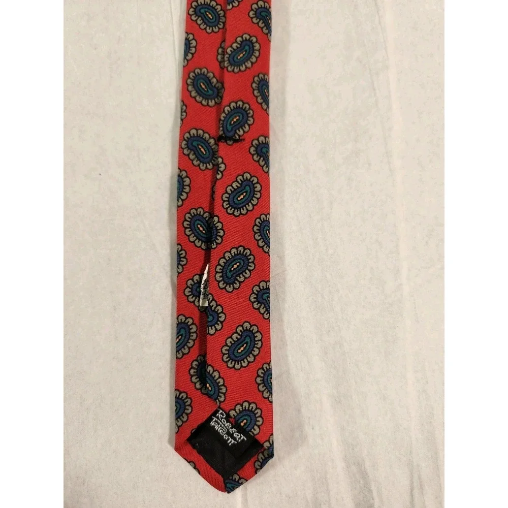 Robert Talbott Necktie for Nordstrom Hand Sewn 100% Silk Geometric Red Vintage
